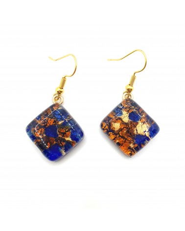 Grandes boucles d'oreilles carré en verre de Murano bijoux fantaisies fait à la main Bijoux Murano