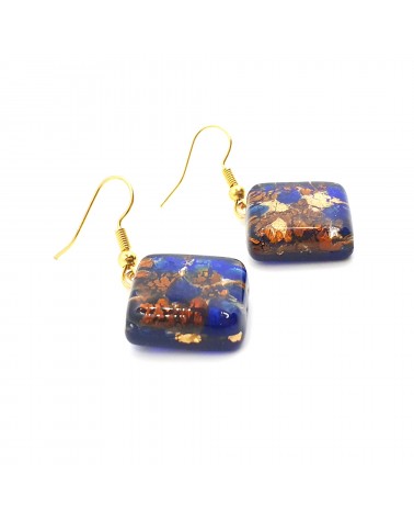 Grandes boucles d'oreilles carré en verre de Murano bijoux fantaisies fait à la main Bijoux Murano