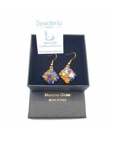 Grandes boucles d'oreilles carré en verre de Murano bijoux fantaisies fait à la main Bijoux Murano