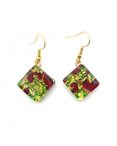 Grandes boucles d'oreilles carré en verre de Murano bijoux fantaisies fait à la main Bijoux Murano