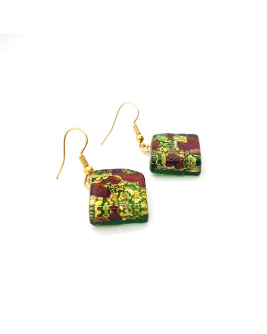 Grandes boucles d'oreilles carré en verre de Murano bijoux fantaisies fait à la main Bijoux Murano