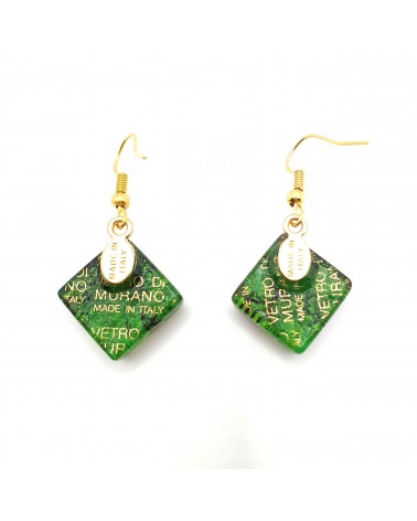 Grandes boucles d'oreilles carré en verre de Murano bijoux fantaisies fait à la main Bijoux Murano