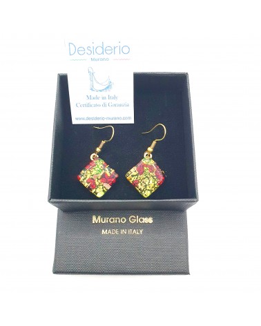 Grandes boucles d'oreilles carré en verre de Murano bijoux fantaisies fait à la main Bijoux Murano