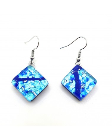 Grandes boucles d'oreilles carré en verre de Murano bijoux fantaisies fait à la main Bijoux Murano