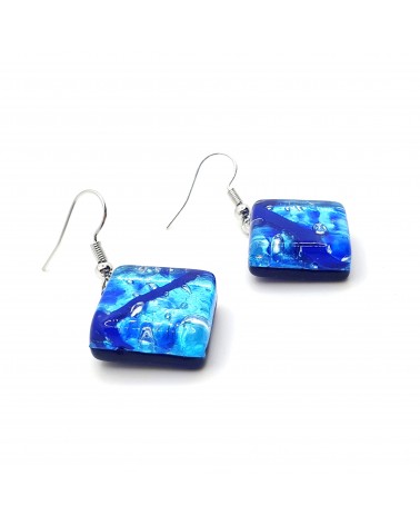 Grandes boucles d'oreilles carré en verre de Murano bijoux fantaisies fait à la main Bijoux Murano