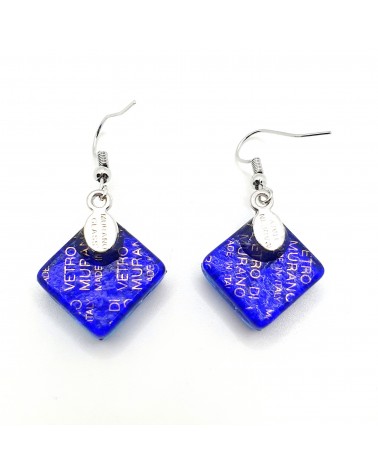 Grandes boucles d'oreilles carré en verre de Murano bijoux fantaisies fait à la main Bijoux Murano