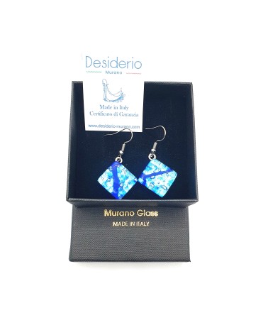 Grandes boucles d'oreilles carré en verre de Murano bijoux fantaisies fait à la main Bijoux Murano