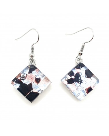 Grandes boucles d'oreilles carré en verre de Murano bijoux fantaisies fait à la main Bijoux Murano