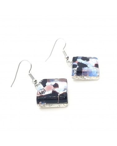 Grandes boucles d'oreilles carré en verre de Murano bijoux fantaisies fait à la main Bijoux Murano