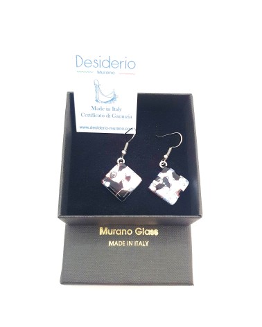 Grandes boucles d'oreilles carré en verre de Murano bijoux fantaisies fait à la main Bijoux Murano
