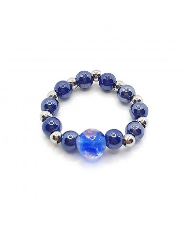 Bague élastique perle en verre de Murano made in Italy