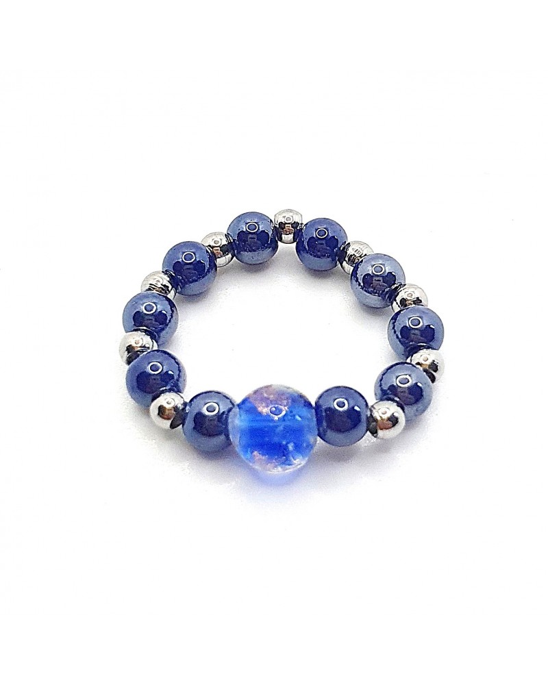 Bague élastique perle en verre de Murano made in Italy