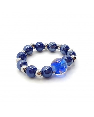Bague élastique perle en verre de Murano made in Italy