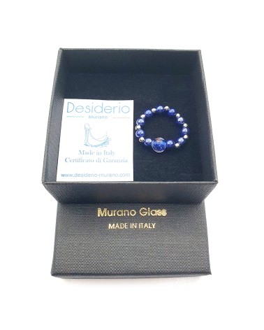 Bague élastique perle en verre de Murano made in Italy