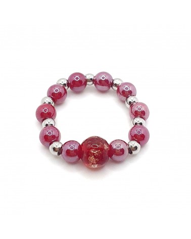 Bague élastique perle en verre de Murano made in Italy