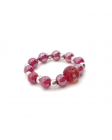 Bague élastique perle en verre de Murano made in Italy