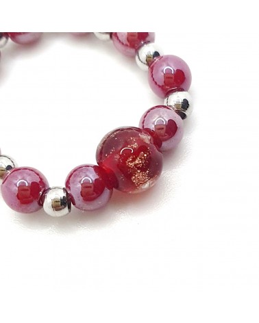 Bague élastique perle en verre de Murano made in Italy
