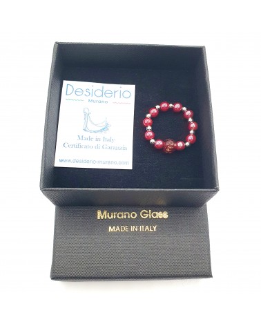 Bague élastique perle en verre de Murano made in Italy