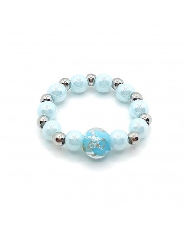 Bague élastique perle en verre de Murano made in Italy