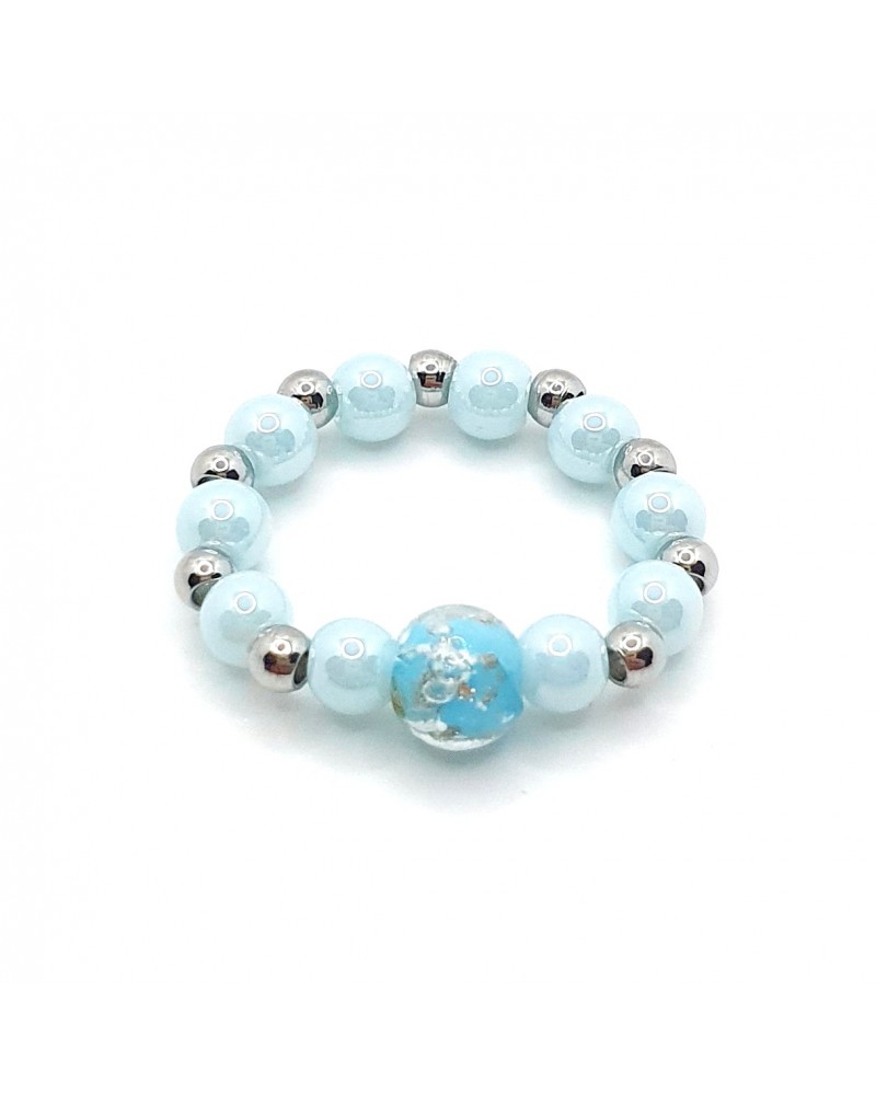 Bague élastique perle en verre de Murano made in Italy