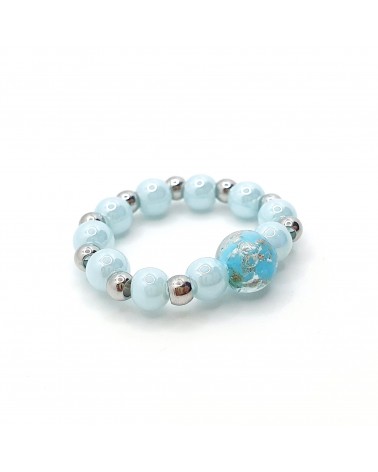 Bague élastique perle en verre de Murano made in Italy