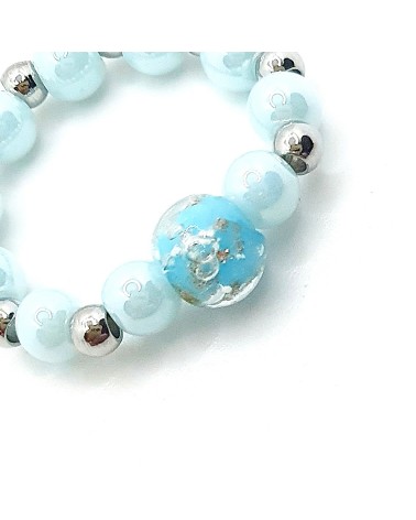 Bague élastique perle en verre de Murano made in Italy