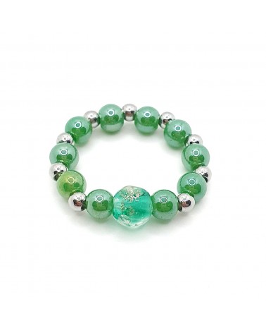 Bague élastique perle en verre de Murano made in Italy