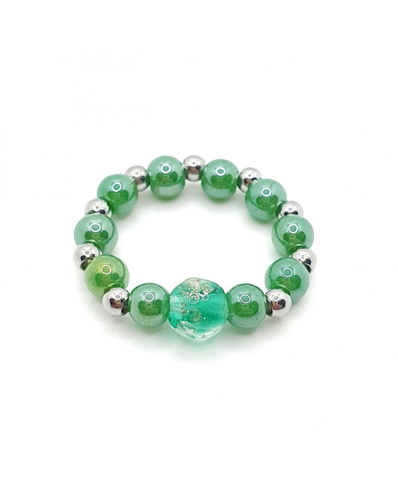 Bague élastique perle en verre de Murano made in Italy