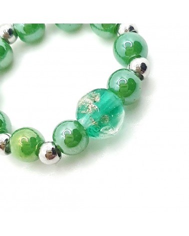 Bague élastique perle en verre de Murano made in Italy