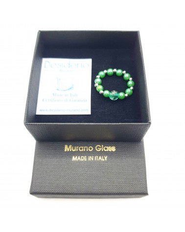 Bague élastique perle en verre de Murano made in Italy
