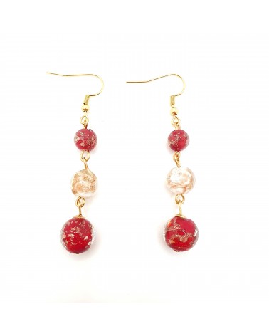Boucles d'oreilles 3 perles Monachella bijoux fantaisies made Italie bijoux Murano