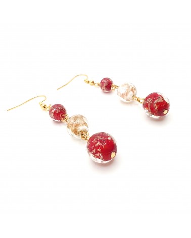 Boucles d'oreilles 3 perles Monachella bijoux fantaisies made Italie bijoux Murano