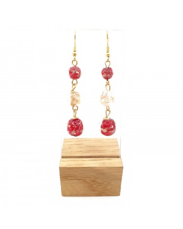 Boucles d'oreilles 3 perles Monachella bijoux fantaisies made Italie bijoux Murano
