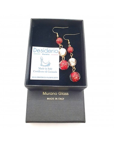 Boucles d'oreilles 3 perles Monachella bijoux fantaisies made Italie bijoux Murano