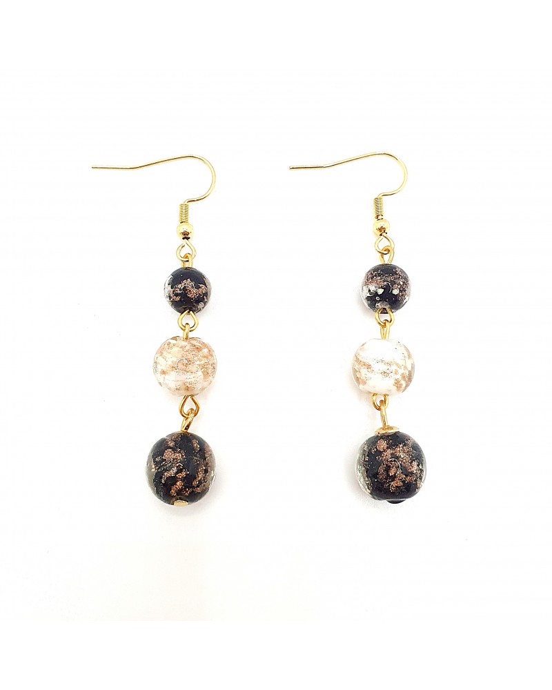 Boucles d'oreilles 3 perles Monachella bijoux fantaisies made Italie bijoux Murano