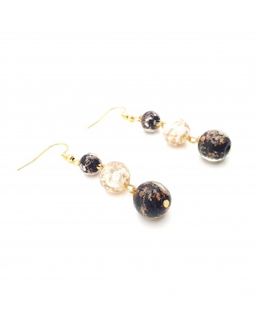 Boucles d'oreilles 3 perles Monachella bijoux fantaisies made Italie bijoux Murano