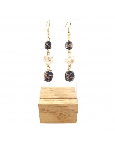 Boucles d'oreilles 3 perles Monachella bijoux fantaisies made Italie bijoux Murano