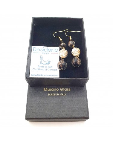 Boucles d'oreilles 3 perles Monachella bijoux fantaisies made Italie bijoux Murano