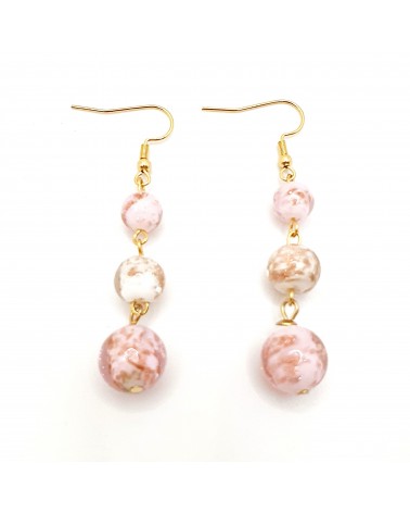 Boucles d'oreilles 3 perles Monachella bijoux fantaisies made Italie bijoux Murano