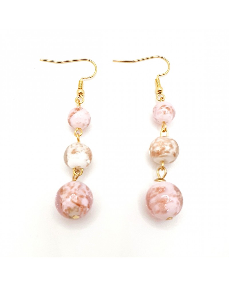 Boucles d'oreilles 3 perles Monachella bijoux fantaisies made Italie bijoux Murano