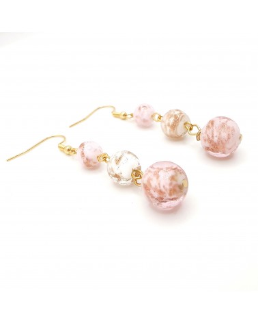 Boucles d'oreilles 3 perles Monachella bijoux fantaisies made Italie bijoux Murano