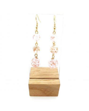 Boucles d'oreilles 3 perles Monachella bijoux fantaisies made Italie bijoux Murano