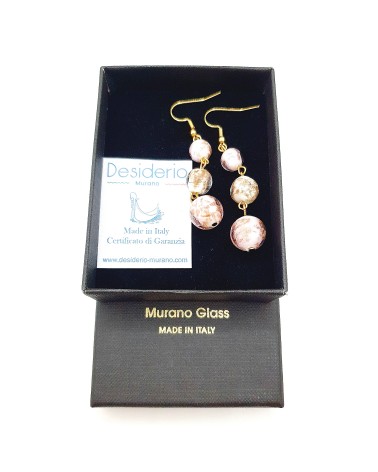 Boucles d'oreilles 3 perles Monachella bijoux fantaisies made Italie bijoux Murano