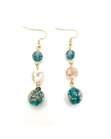 Boucles d'oreilles 3 perles Monachella bijoux fantaisies made Italie bijoux Murano