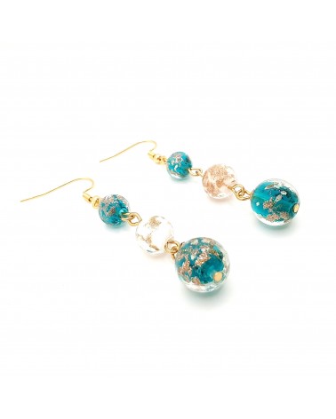 Boucles d'oreilles 3 perles Monachella bijoux fantaisies made Italie bijoux Murano