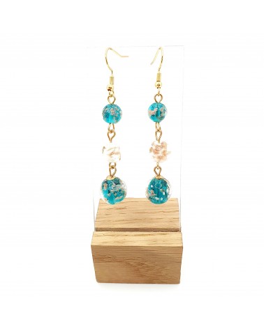 Boucles d'oreilles 3 perles Monachella bijoux fantaisies made Italie bijoux Murano
