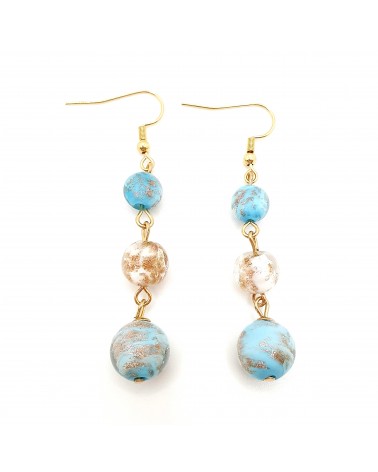 Boucles d'oreilles 3 perles Monachella bijoux fantaisies made Italie bijoux Murano