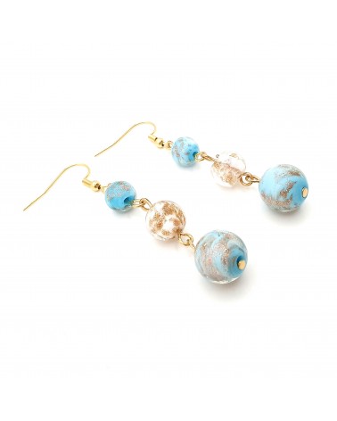 Boucles d'oreilles 3 perles Monachella bijoux fantaisies made Italie bijoux Murano