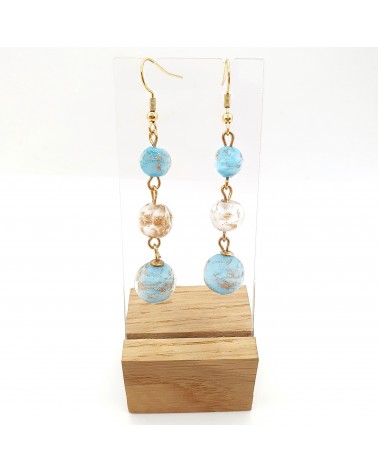 Boucles d'oreilles 3 perles Monachella bijoux fantaisies made Italie bijoux Murano