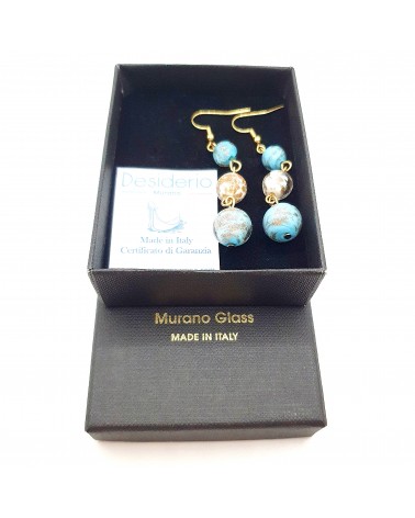 Boucles d'oreilles 3 perles Monachella bijoux fantaisies made Italie bijoux Murano
